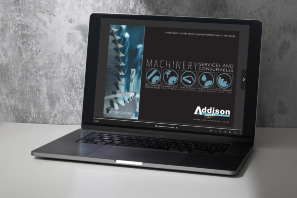 addison saws machinery brochure on a laptop screen